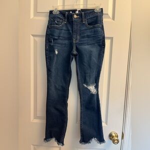 Women's Maurices Kick Ankle Boot High rise Distressed Blue Jeans Size 2 Short